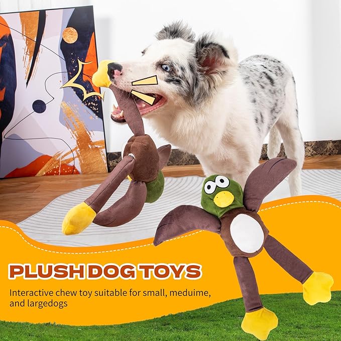 Duck Dog Toys, Squeaky Plush Dog Toy for Small, Medium, and Large Breed Dogs, Interactive Dog Chew Toys with Soft Fabric, and Puppy Toys to Keep Them Busy