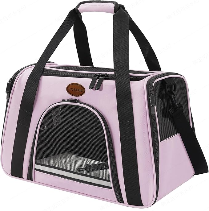 Cat Carrier Dog Carrier Pet Carriers for Medium Small Cats Dogs Puppies up to 15 Lbs,TSA Airline Approved Small Dog Cat Carriers Soft Sided,Collapsible Travel Puppy Carrier (Pink, Large)