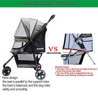 ROODO 3 Wheel Dog Pet Cat Stroller Best Lightweight Foldable Compact Portable Jogger All Terrain Travel Pet Gear Puppy Kitty Stroller for up to 30lbs Medium Small Dogs and Cats(Cationic ash)