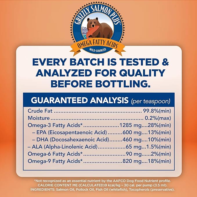 Grizzly Pet Products Salmon Plus Omega 3-6-9 Food Supplement for Dogs and Cats, 16 Ounce