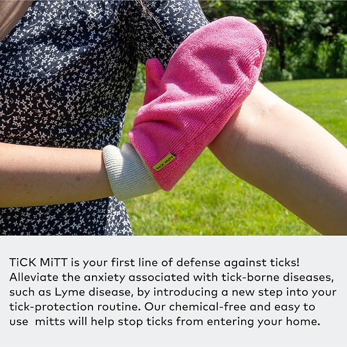 TiCK MiTT Pink Tick Removal Glove for Pets & People: Gently Remove Ticks with Ease - Chemical-Free, Durable, Portable Tick Management Tool for Outdoor Adventures & Everyday Use