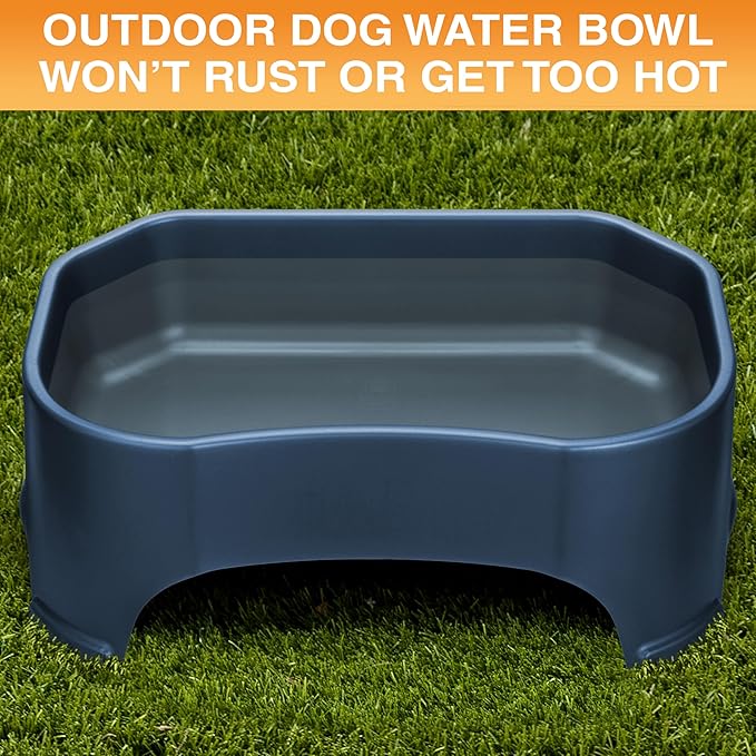 Neater Pet Brands Extra Large Water Bowl for Dogs, Outdoor Dog Water Bowl (2.25 Gallon Extra-Large Capacity), Big Trough Style Food Dish for Indoors or Outside, No Spill Large Dog Bowls, Dark Blue