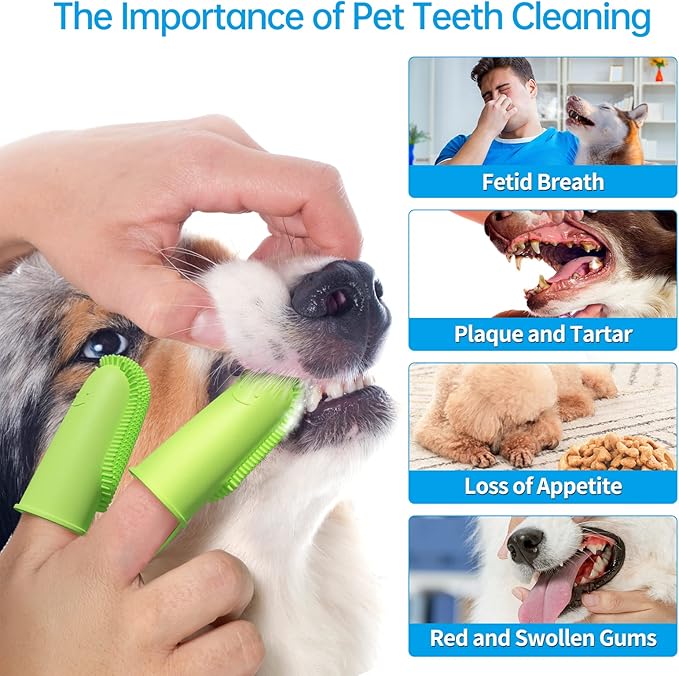 2 Pack Toothbrush for Dog,135ºSurround Bristles for Easy Teeth Cleaning, Finger Tooth Brush Dental Care for Puppies, Cats and Small Pets