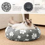 Donut Dog Beds for Small Dogs, Calming Round Cat Beds for Indoor Cats, Cute 3D Textured Paw Pet Bed with Removable Washable Cover and Anti-Slip Bottom（Grey，20"）