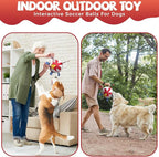 Qdan Chicken Dog Soccer Balls with Straps, Durable Dog Toys for Tug of War, Birthday Gift, Water Toy (8 Inch)