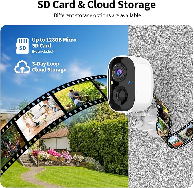 Security Cameras Wireless Outdoor,2K Indoor WiFi Wireless Cameras,Outside Battery Powered Camera for Home Security,AI Motion Detection,Color Night Vision,Spotlight,Siren Alarm,SD/Cloud Storage,2 Pack