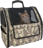 Camouflage Foldable Cat Backpack Carrier, Airline-Friendly, Cat Hiking Backpack Ventilated for Travel, Safety Tether Clip, 600D Oxford Fabric (Small Dogs/Cats)