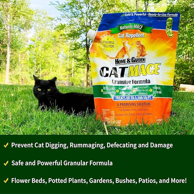 Nature's Mace Cat Mace, 22lb, Cat Repellent Granular Outdoor to Keep Cats Away, for Yard, Garden, Plants, Anti Cat Pee Deterrent, Training Tool, Animal Repellent, Safe Around People, Pets, Plants