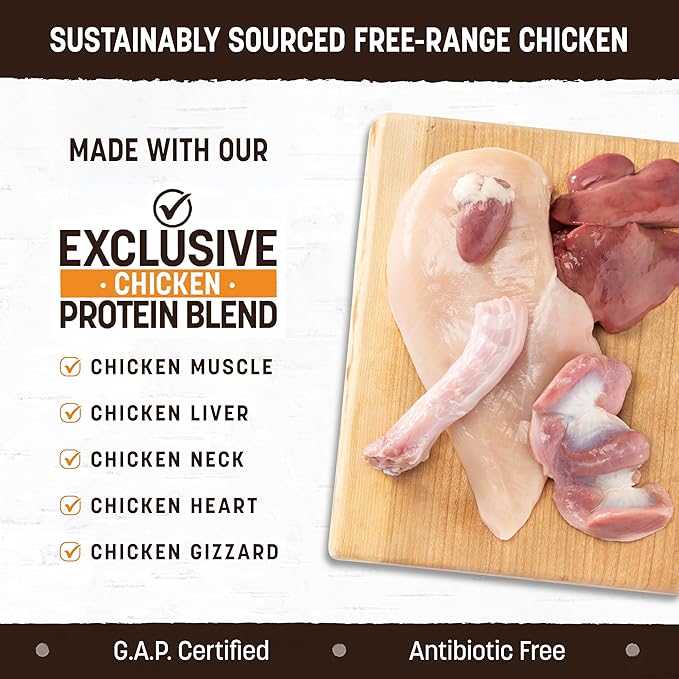 Earth Animal Wisdom Air Dried Dog Food | Chicken Recipe Premium Natural Dog Food | All Breeds & Ages | Made in The USA | 8 Pound Bag