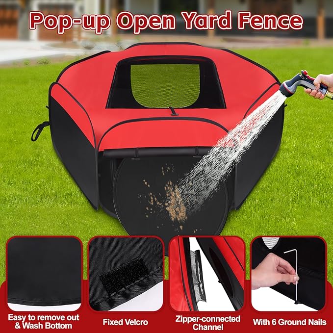 Chick Brooder Box, 2Pcs Removable Pop-up Small Animals Playpen, Pet Cage Tent with Cover & Zippers, Water Repellent Portable Yard Fence Indoor Outdoor for Chick, Rabbits, Kittens, Puppies