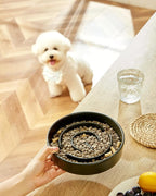 Ceramic Slow Feeder Dog Bowls, 2.0 Cups Slow Feeder for Medium and Large Dogs, Puzzle Maze Bowl to Slow Down Eating, 30oz, 8in, Black