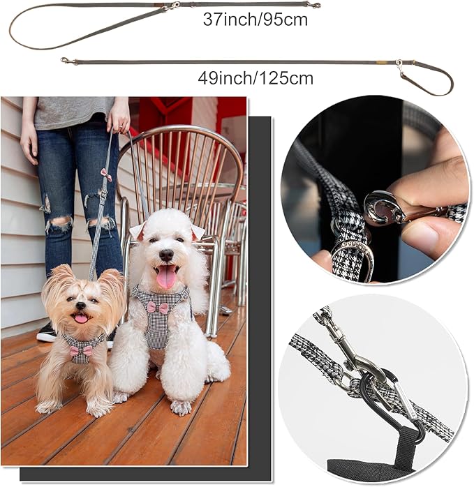 Puppytie No Pull xs Dog Harness with Multifunction Dog Leash,Soft Adjustable No Choke Escape Proof Pet Harness Vest,Knitted Black-White,xs