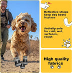 Hcpet Dog Boots Waterproof Dog Shoes for Medium Large Dogs, Anti-Slip Dog Booties Paw Protector for for Hot Pavement Winter Snow Hiking with Reflective Straps 4PCS, 8 (width 2.75 inch) for 74-91 lbs