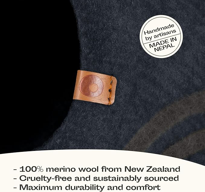 MEOWFIA Cat Cave – Premium Felt Cat Bed for Indoor Cats, Handmade 100% Merino Wool (Dark Shades) (Medium, Slate Grey)