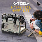 Katziela Pet Carrier - Airline Compliant Dog Carrier - TSA Approved Pet Carrier for Small Dogs and Cats - Soft FAA Travel Airplane Dog Carrier Luggage (Grey/Brown-Pro)