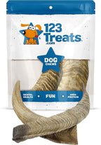 123 Treats Goat Horns for Dogs Chews 9-11 inches (2 Count - Large) 100% Natural Long Lasting chew for Dogs