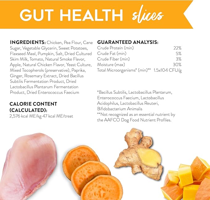 Dogswell Gut Health Slices Functional Dog Treats, Chicken 8 oz. Bag