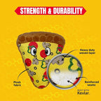 Bite Force -Durable & Strong Dog Toy Pizza Slice with Squeaker, Kevlar-Reinforced for Aggressive Chewers for Small Medium Large Dogs - Yellow.