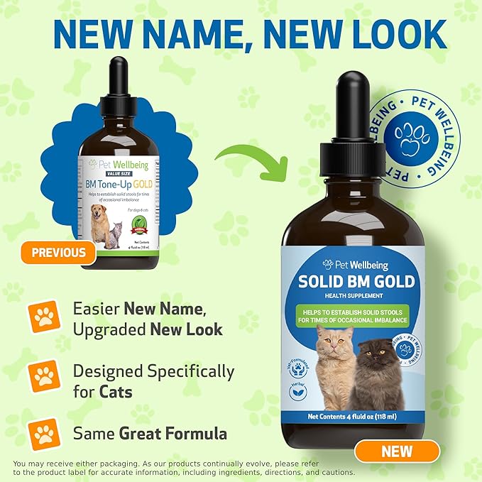 Pet Wellbeing Solid BM Gold for Cats - Supports Healthy Digestive Function, Solid Stools, Normal Bowel Movements, Bayberry - Veterinarian-Formulated Herbal Supplement 4 oz (118 ml)