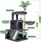 Cat Tree for Indoor Cats Large Adult, Heavy Duty Cat Tower for Big Cats, Cat Tree House with Self Groomer Brush, Big Padded Top Perch, Scratching Post, Hammock, Smoky Gray GCT012G