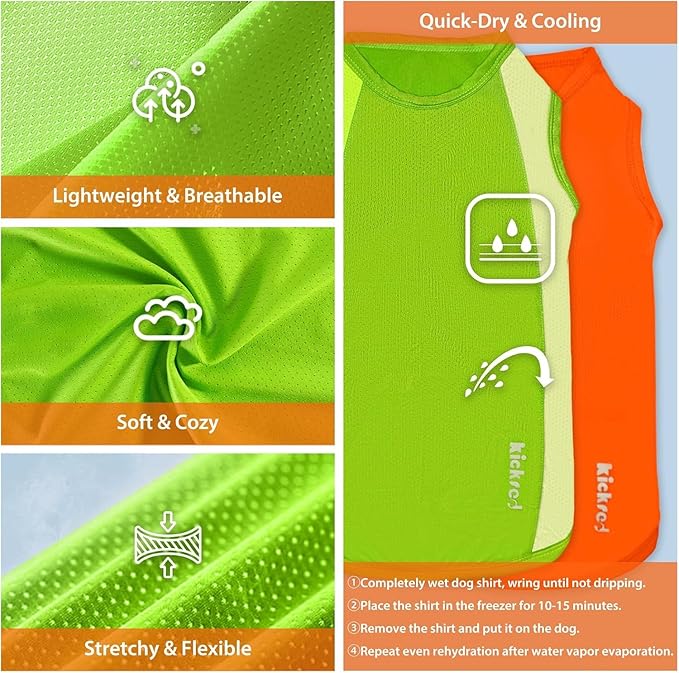 2 Pack Dog Shirts, Breathable Mesh Dog Clothes Pet Sleeveless Vest, Lightweight Stretchy Tank Top T-Shirts for Large Dogs, L
