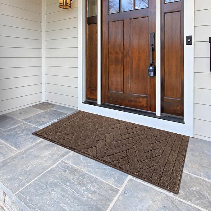Tindbea Dog Mat for Muddy Paws,Absorbs Moisture Dirt Non-Slip Washable Mud Mat for Dogs,Soft Rubber Backing Front Inside Pet Rug for Entryway, Mud Dog Paws, Patio(24"x59",Latte)