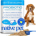 Native Pet Probiotics for Dogs - Dog Probiotics Powder for Digestive Health, Gut Support, & Immune Boost – Vet-Formulated Powder for Maximum Potency with Digestive Enzymes & Prebiotics - 30 Scoops