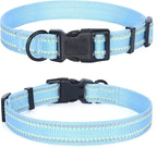 Mile High Life Nylon Night Light Glow Collar, Reflective Light Up Dog Collar, Fluorescent Self-Luminescent Strap for Small Medium Large Dogs (Blue, L Neck15-19")