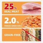 Just Try 16 OZ Krill & Chicken Cat Treats - Freeze-Dried Shrimp Snacks with Omega-3, Crunchy Cat Treats for Skin & Coat Health, Dental Care & Training Treats