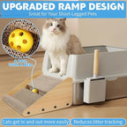 ROYALAY Litter Box Ramp for Elder Cats & Kitten,Corrugated Paper Cat Scratcher Post, Cat Scratching Board with a Ball for Control Cat Litter Suitable for the Second Generation Automatic Cat Litter Box