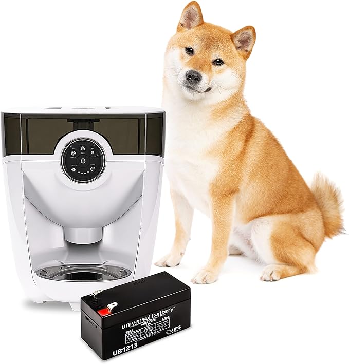 Feeder-Robot by Whisker, White with Smoke-Grey Hopper; Includes Backup Battery; Smart, Automatic Pet Feeder, Feed Your Cat or Dog from Anywhere, Designed & Assembled in USA