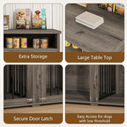 Furniture Dog Crate for Two Dogs, 41 Inch Furniture Style Dog Kennel with Removable Divider and Thickened Desktop, Heavy-Duty Base for Small to Medium Dogs, Grey