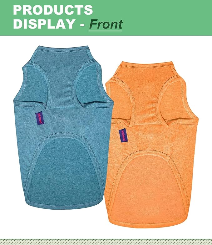 2 Pack Dog Shirts, Quick Dry Lightweight Dog T-Shirts Sleeveless Vest, Breathable Pet Clothes Tank Top for Large Medium Dogs, Mint Blue+Orange Yellow (XL)