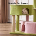 Gardner Pet 41" Tall Pink&Green Cat Tree for Medium-Large Cats, Heavy Duty Cat Tower with 2.8in Posts & Washable Top Perches, Space-Saving Cat Furniture for Apartments, Easy to Assembly
