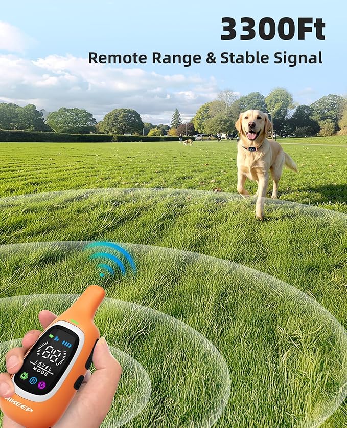 2-in-1 Dog Shock Collar and Bark Collar for Dogs – 3300FT Dog Training Collar with Remote, IP67 Waterproof e Collar with Anti-Bark/Beep/Vibration/Shock Modes for Small Medium Large Dog(8-120Lbs)