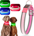 YFbrite Full Adjustbale LED Dog Collar, Full Illuminated Light up Dog Collars, Reflective Dog Collar Light Glowing in The Dark for All Dogs Safety (Large, Pink-2)