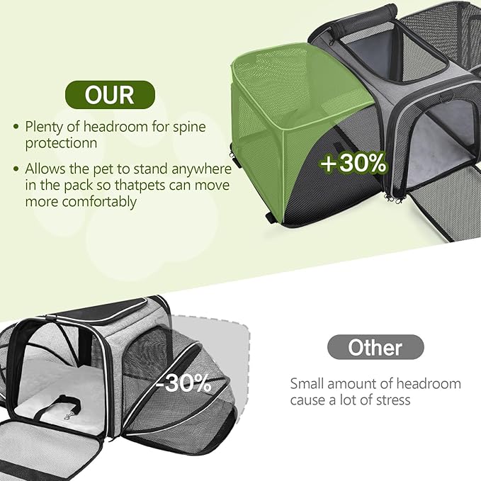 Pecute Expandable Cat Carrier, Soft Side Pet Carrier with Seat Belt, Dog Carriers for Small Dogs, Portable & Foldable Cat Bag Carrier Great for Travel, Outdoor, Hiking, Camping