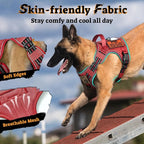 rabbitgoo Dog Harness for Large Dogs No Pull, Tactical Service Pet Vest with Molle and Control Handle, Adjustable and Reflective Military Harness for Easy Walking and Training, Red, XL