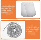 100 Pcs Military Dog Tags Set, 50 Pcs Aluminum Blank Dog Tags and 50 Pcs Iron Necklace Chain, Dog Tags Engraved for Pets, Perfect for DIY Decorative Craft Pet Dog ID Tags, Silver