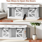 71" Large Dog Crate for 1 or 2 Dogs, Indoor Wooden Dog Cage with Removable Divider & 4 Storage Drawers - Heavy Duty Dog Kennel Furniture, Multi-Functional Pet Crates for Large/Medium Dogs,TV Stand