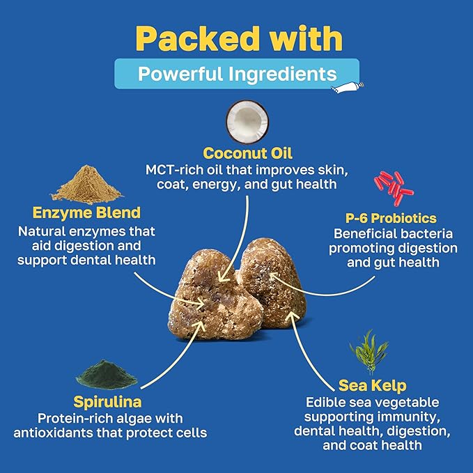 Happy Paws Dental Chews for Dogs, Spearmint Flavor Soft Chews with Coconut Oil, Enzyme Blend, Spirulina, Sea Kelp & P-6 Probiotics, Supports Oral Hygiene, Fresh Breath & Digestive Health, 200 Count