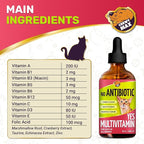 Cat Multivitamin Complex with Turkey Flavor – Natural Cat Antibiotic Liquid Alternative to Help with Allergies, UTIs & Cough – Herbal No Antibiotic Yes Multivitamin for All Breeds – 2 Oz