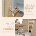Meeyoview Vertical Sisal Cat Scratcher, 27.5'' L Shape Scratching Post, Upright Scratching Pad for Indoor Cats, Solid Wooden Furniture Protector with Catnip