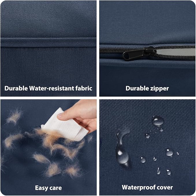 BFPETHOME Outdoor Dog Bed for Large Dogs, Waterproof, Orthopedic with Removable Washable Cover, Egg Crate Foam - 30 x 20in, Navy