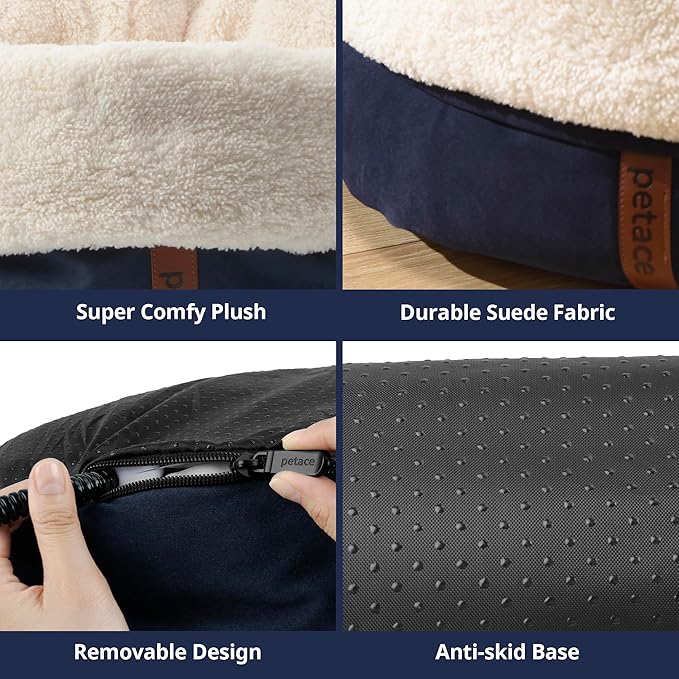 Heated Cat Bed with Auto Shut Off Timer, 17.7" x 13.7" Adjustable Temperature Indoor Pet Heating Cushion Bed for Kittens, Cats, Puppies and Small Dogs, Blue