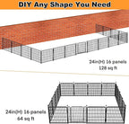 Dog Playpen 24 inch(H) 16 Panels Dog Fence Outdoor for Yard. Metal Dog Pen Heavy Duty Pet Puppy Exercise Pen for Rv Camping Garden Yard, Wide Door Low Threshold Dog Fence Total 31.4 Ft(L)