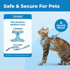 Voyager Escape-Proof Step-in Lock Cat Harness & 5ft Neoprene-Handle Leash Set All-Weather Mesh with Reflective Stitching for Small to Large Cats by Best Pet Supplies, Baby Blue (327), S