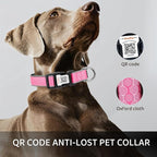 Personalized Dog Collar with QR Code tag for pet ID, Reflective Safety Collar, Suitable for Small, Medium, and Large Dogs (Pink, Medium)