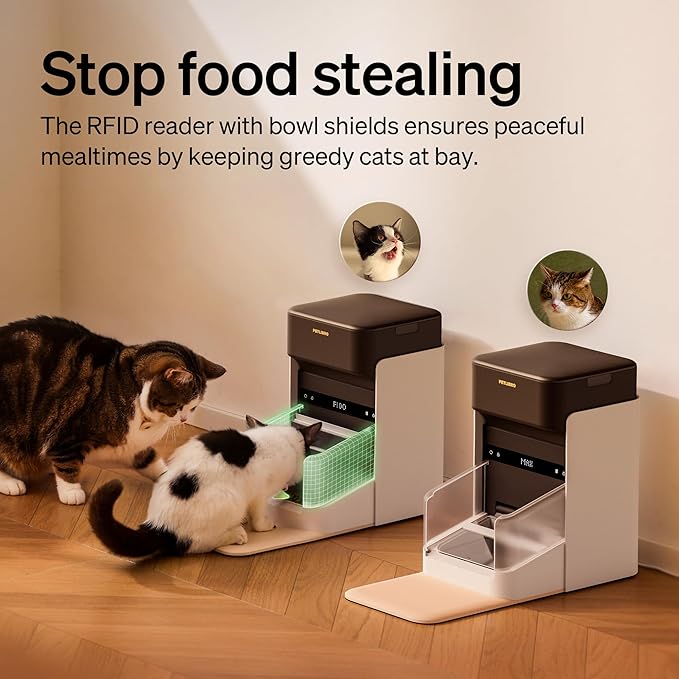 PETLIBRO RFID Automatic Cat Feeder for 2 Cats, Collar Tag Activated Personal Meal, 5G&2.4G Wi-Fi Programmable Food Dispenser for Multiple Cats with Different Diets