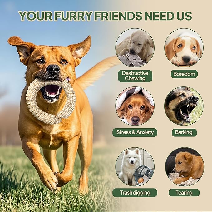 Dog Rope Toy 4 Pack - Dog Rope Toys for Large Dogs - Indestructible Natural Cotton Chew Toys for Aggressive Chewers - Tough Tug of War Dog Toys for Boredom, Teeth Clean